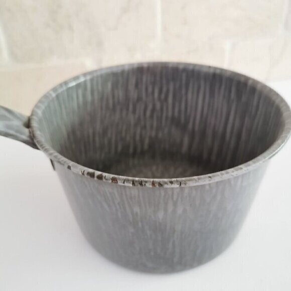 Gray Graniteware Sauce Pan Vintage, Speckled Swirl Enamelware Pot with Handle Ki - Picture 2 of 8